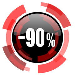 90 percent sale retail red modern web icon