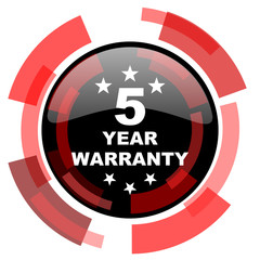 warranty guarantee 5 year red modern web icon