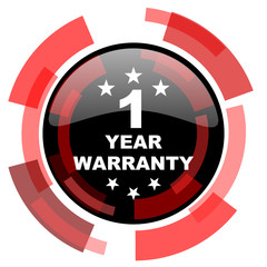 warranty guarantee 1 year red modern web icon