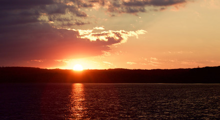 Beautiful sunset on the lake