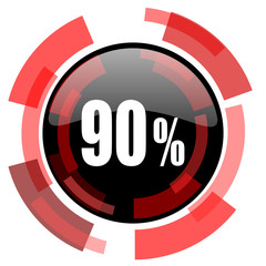 90 percent red modern web icon