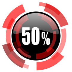 50 percent red modern web icon