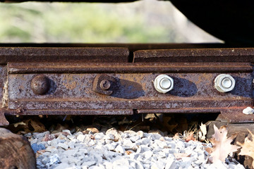 Beautiful pattern of the old and new nuts of the railroad