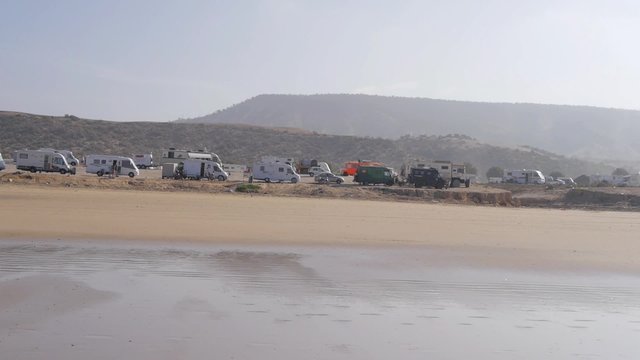 many trailers at beach in Morocco, Africa