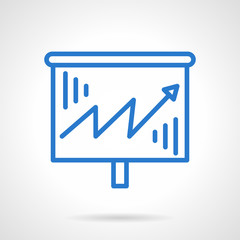 Growth chart vector icon blue simple line style