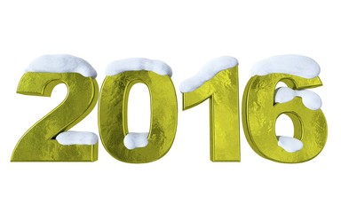 Golden 2016 covered with snow, 3d render