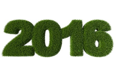 2016 digits covered with grass. 3d render