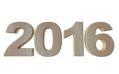 Wooden 2016 digits, 3d render