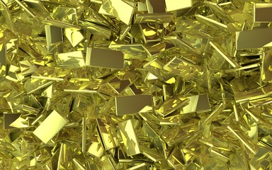 Golden background made of glossy gold bars, 3d render