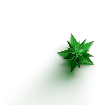 Render of emerald Christmas Tree on a white background from the top view.
