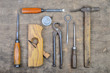 old carpenter's tools for working with wood