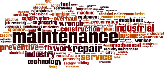 Maintenance word cloud concept. Vector illustration