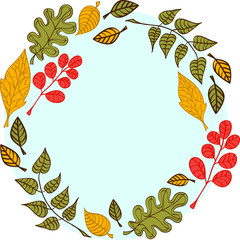 Leaves on a round blue background
