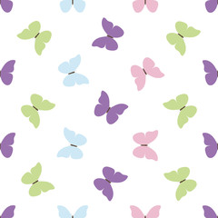 seamless pattern with colorful butterfly on white background