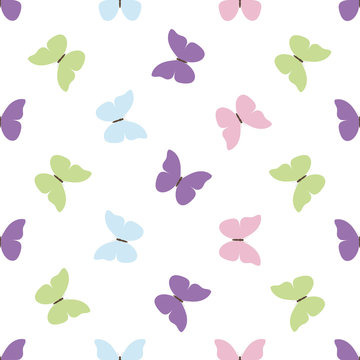 seamless pattern with colorful butterfly on white background