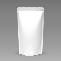 White Blank Foil Food Pouch Bag Pack Vector EPS10