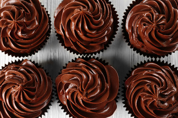 Chocolate cupcakes closeup