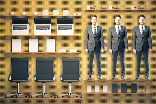 Office Tool Kit With Furniture And Businessmen