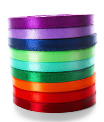 Stack of color ribbons, isolated on white