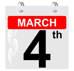 4th march calendar with ornament