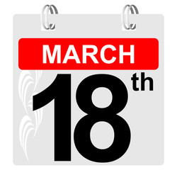 18th march calendar with ornament