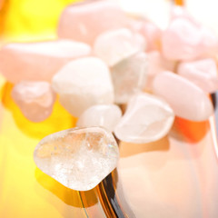 Semiprecious stones on bright background