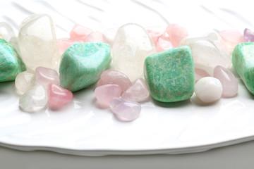 Semiprecious stones on a dish