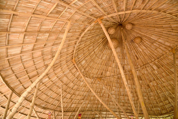 Inside a bamboo shingle roof
