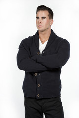 White Athletic Male in Sweater