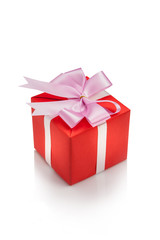 red gift box on white background