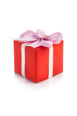 red gift box on white background