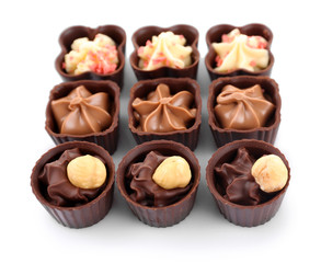 Chocolate sweets isolated on white