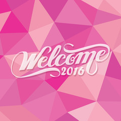 welcome 2016 polygon happy new year pink girly
