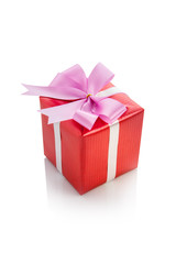 red gift box on white backdround