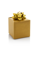 gold gift box on white background