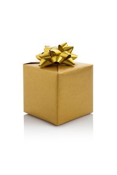 gold gift box on white background