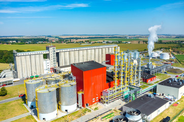 Biofuel factory aerial view