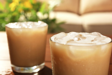 Cups of ice coffee, close-up