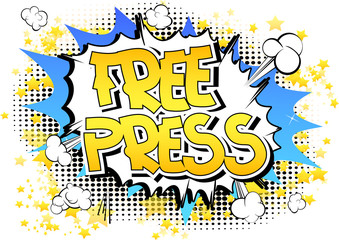 Free Press - Comic book style word on comic book abstract background.