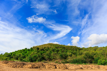 Green hills and blue sky