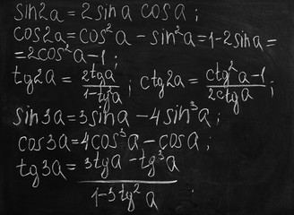 School blackboard with formulas