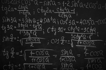 School blackboard with formulas