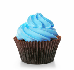 Delicious cupcake isolated on white background
