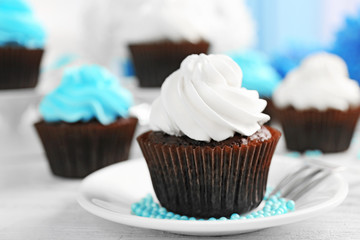Cupcakes on wooden table