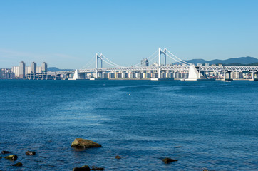 GwangAn Bridge and Busan City in HaeUnDae in Korea