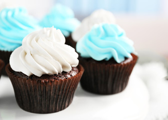 Cupcakes on dish closeup