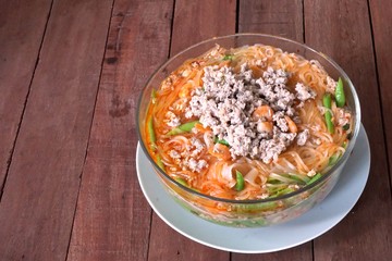 Thai spicy Tom Yum noodle with pork