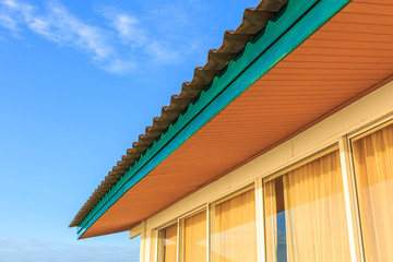 Colorful roof with blue sky background
