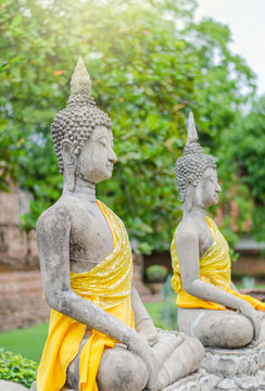 Buddha statues in Ayutthaya,Watyaichaimongkol Thailand