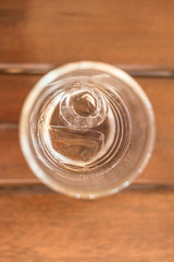 Top view of ice in the glass